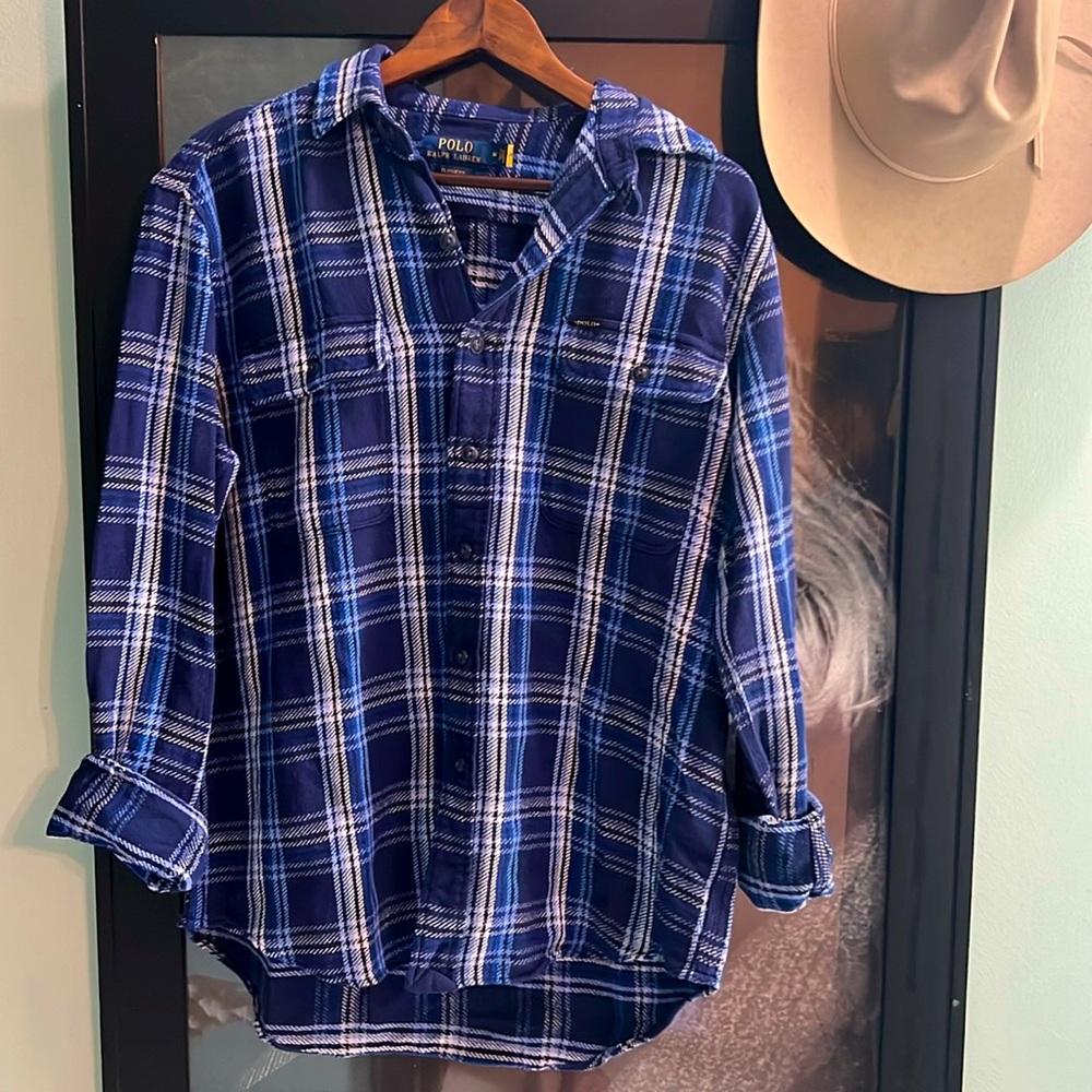 Polo Ralph Lauren, Classic Fit, Men’s Flannel, Blue Plaid, Size M